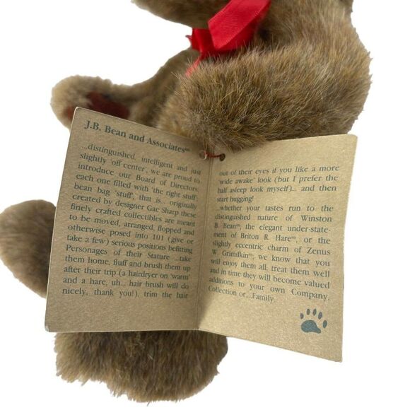 Boyds Bear Mocha Moose Christmas Holiday Brown Jointed Red Bow 12 Inch Plush - Picture 4 of 7